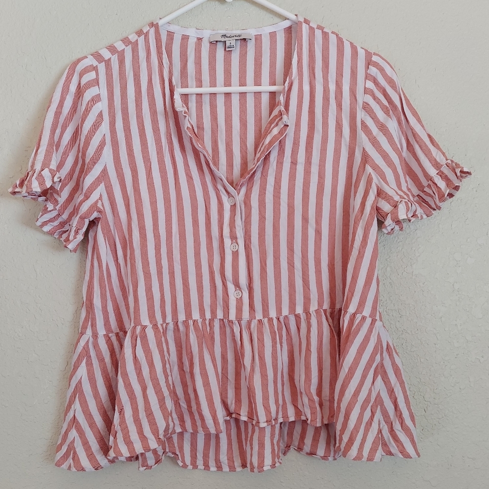 🌱3/$15🌱Madewell striped button down peplum top S
